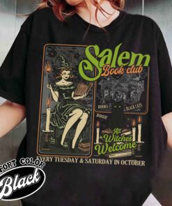 salem book club shirt vintage halloween bookish womens t shirt black cat spooky salem witch shirt xeexi