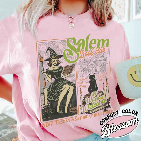 salem book club shirt vintage halloween bookish womens t shirt black cat spooky salem witch shirt yvf3l