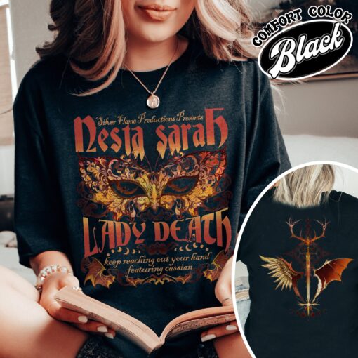 sarah j maas merch nesta comfort colors shirt vintage velaris acotar womens nesta archeron lady death t shirt c8hqj