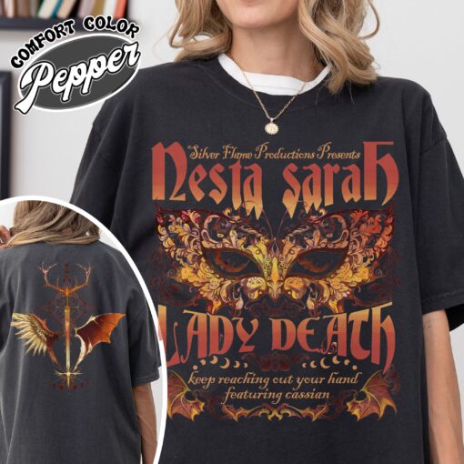 sarah j maas merch nesta comfort colors shirt vintage velaris acotar womens nesta archeron lady death t shirt icmro