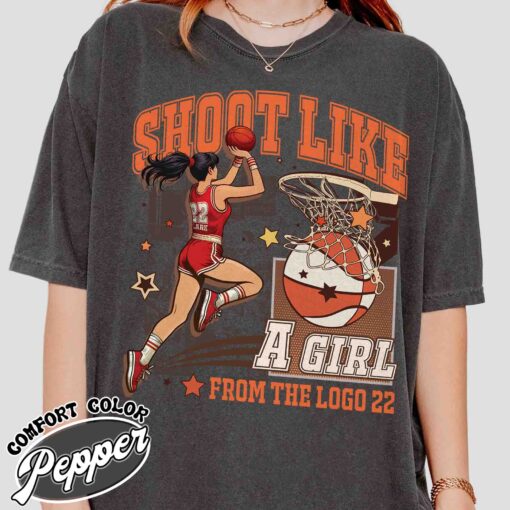 shoot like a girl shirt vintage womens basketball t shirt girls basketball sport tee 52dyn