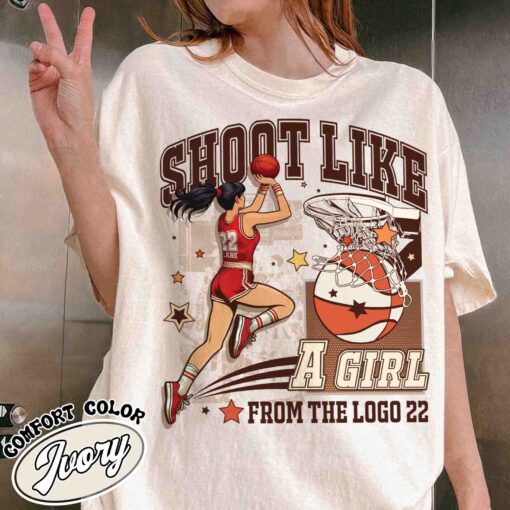 shoot like a girl shirt vintage womens basketball t shirt girls basketball sport tee wbhnv