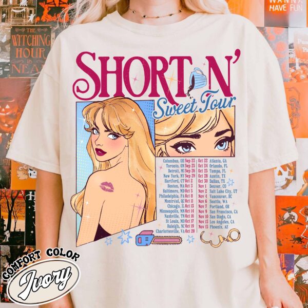 short n sweet shirt vintage music tour 2024 womens concert t shirt soft girl aesthetic espresso tee rlimy