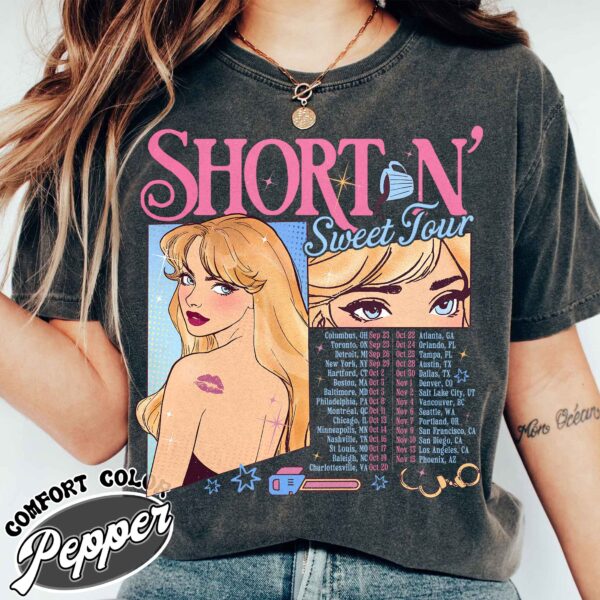 short n sweet shirt vintage music tour 2024 womens concert t shirt soft girl aesthetic espresso tee yswmy