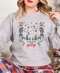 skeleton dance sweatshirt for christmas featuring jolly skeleton design and skull graphics in fun holiday colors jwuzf scaled