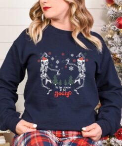 skeleton dance sweatshirt for christmas featuring jolly skeleton design and skull graphics in fun holiday colors zy7bv scaled