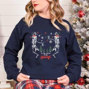 skeleton dance sweatshirt for christmas featuring jolly skeleton design and skull graphics in fun holiday colors zy7bv scaled