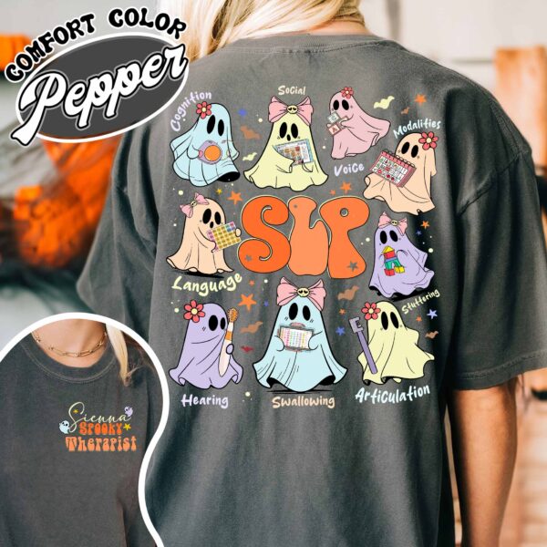 speech therapy slp halloween vintage speech therapist spooky halloween womens t shirt v4hef