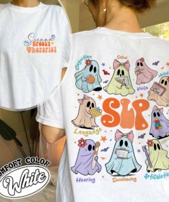 speech therapy slp halloween vintage speech therapist spooky halloween womens t shirt vuj0i