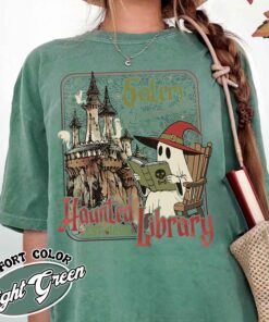 the haunted library shirt vintage bookish halloween womens t shirt ghost reading books gift bnizh