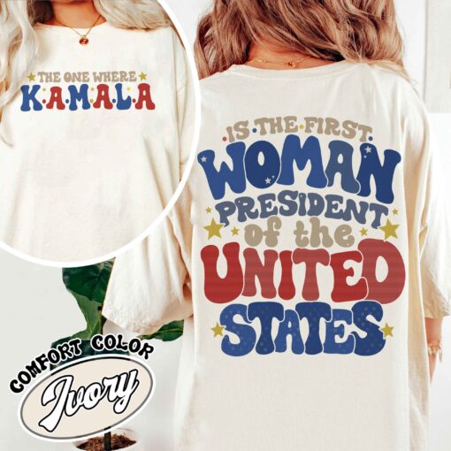 the one where kamala is the first woman president shirt vintage kamala harris 2024 womens election t shirt vote blue 2hak7