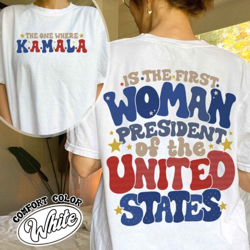 the one where kamala is the first woman president shirt vintage kamala harris 2024 womens election t shirt vote blue