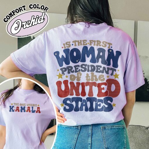 the one where kamala is the first woman president shirt vintage kamala harris 2024 womens election t shirt vote blue sufya