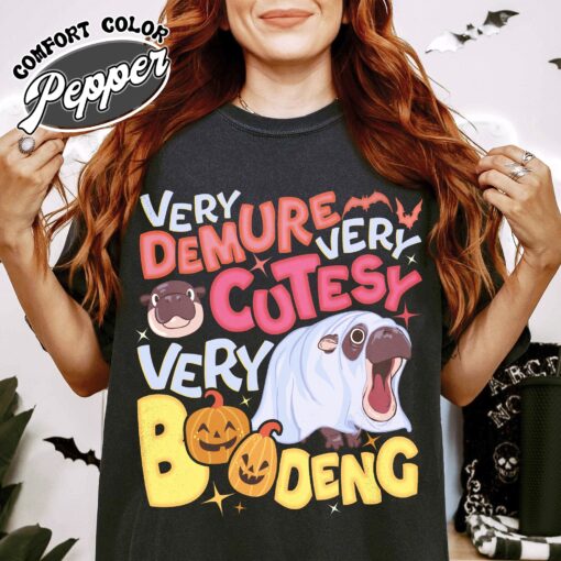 very demure very cutesy very boo deng shirt vintage baby hippo moo deng halloween womens t shirt l1mcq