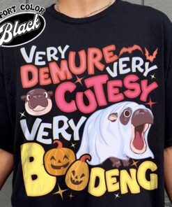 very demure very cutesy very boo deng shirt vintage baby hippo moo deng halloween womens t shirt u6q5m