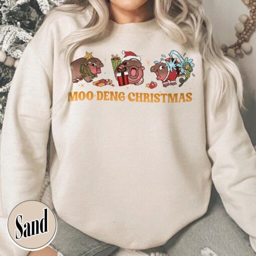 vintage baby hippo sweatshirt funny christmas shirt for animal lovers unique tee featuring moo deng design 9pdhw