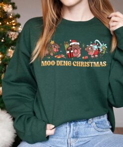 vintage baby hippo sweatshirt funny christmas shirt for animal lovers unique tee featuring moo deng design wayqk