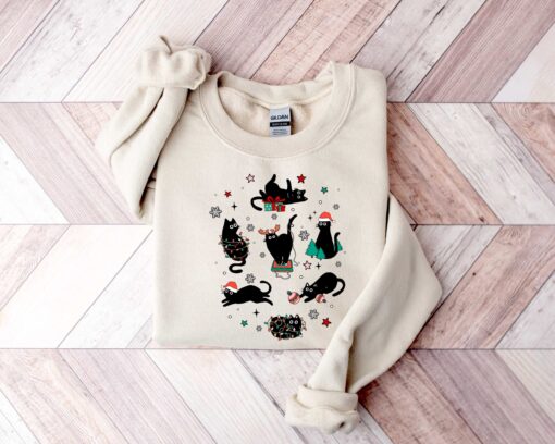 vintage black cat christmas sweatshirt for cat lovers featuring a fun holiday design ideal for xmas celebrations and cozy winter wear 4knba scaled