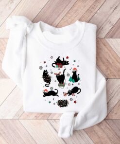 vintage black cat christmas sweatshirt for cat lovers featuring a fun holiday design ideal for xmas celebrations and cozy winter wear 87sep scaled