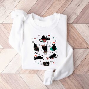 vintage black cat christmas sweatshirt for cat lovers featuring a fun holiday design ideal for xmas celebrations and cozy winter wear 87sep scaled