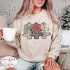 Vintage Camo Christmas Sweatshirt with Camouflage Trees Trendy Oversized Design for Holiday Hunting and Outdoor Activities
