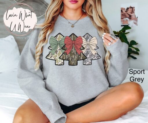 vintage camo christmas sweatshirt with camouflage trees trendy oversized design for holiday hunting and outdoor activities afguu