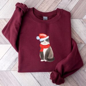 vintage cat sweatshirt for cat lovers funny christmas crewneck with unique cat design comfortable holiday apparel csjks