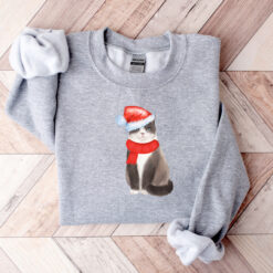 Vintage Cat Sweatshirt for Cat Lovers  Funny Christmas Crewneck with Unique Cat Design  Comfortable Holiday Apparel