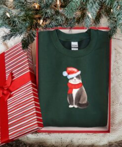 vintage cat sweatshirt for cat lovers funny christmas crewneck with unique cat design comfortable holiday apparel rkeqe