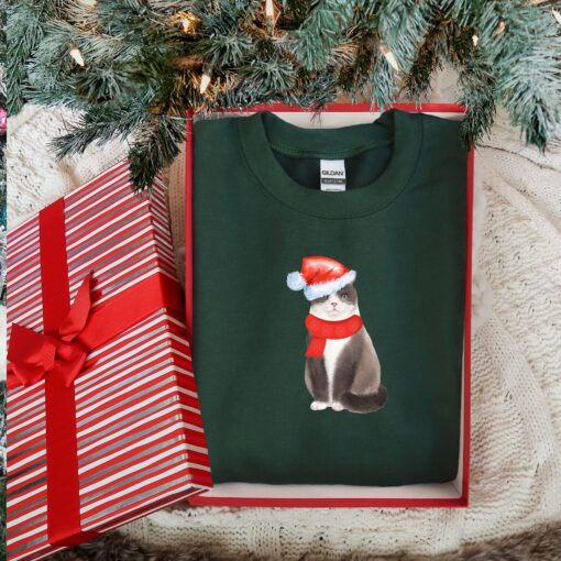 vintage cat sweatshirt for cat lovers funny christmas crewneck with unique cat design comfortable holiday apparel rkeqe