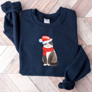 vintage cat sweatshirt for cat lovers funny christmas crewneck with unique cat design comfortable holiday apparel zdipj