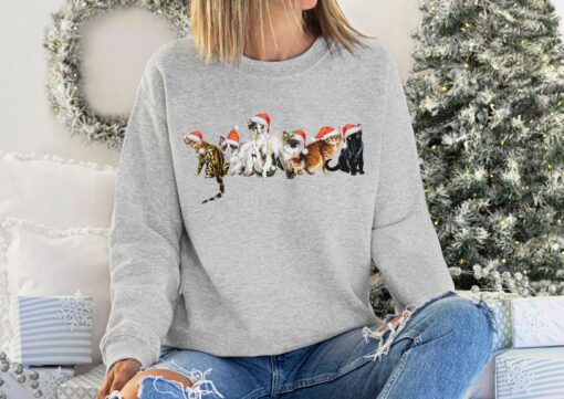 vintage cat sweatshirt for christmas featuring santa cats design ideal for cat lovers and cat parents