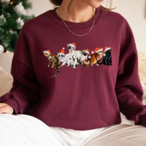 vintage cat sweatshirt for christmas featuring santa cats design ideal for cat lovers and cat parents mnzcv