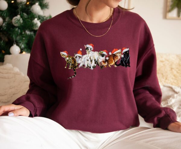 vintage cat sweatshirt for christmas featuring santa cats design ideal for cat lovers and cat parents mnzcv