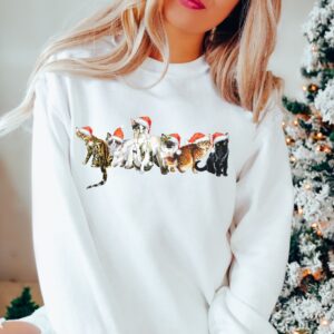 vintage cat sweatshirt for christmas featuring santa cats design ideal for cat lovers and cat parents u5cc7