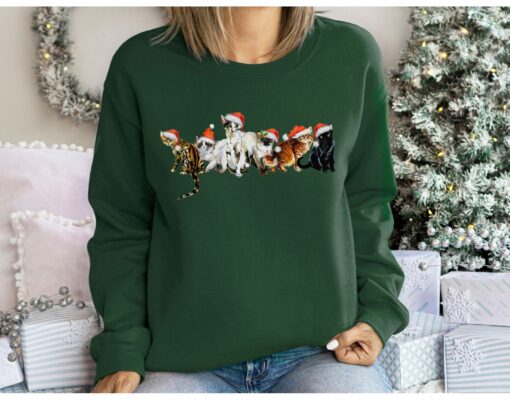 vintage cat sweatshirt for christmas featuring santa cats design ideal for cat lovers and cat parents wdr79