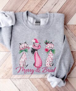 vintage cat sweatshirt for christmas pink cats design funny cat lover apparel for holiday celebrations bjlpt scaled