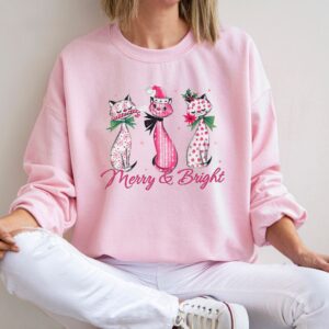 vintage cat sweatshirt for christmas pink cats design funny cat lover apparel for holiday celebrations cgbnn