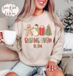 Vintage Christmas Baking Sweatshirt for Holiday Parties Featuring Gingerbread Design and Matching Crew Neck Style