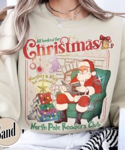 vintage christmas book club sweatshirt featuring north pole theme for book lovers and holiday enthusiasts dd7oc