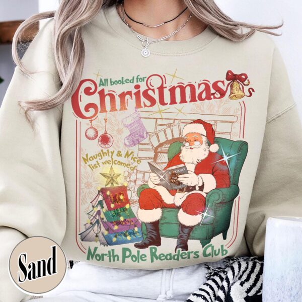 vintage christmas book club sweatshirt featuring north pole theme for book lovers and holiday enthusiasts dd7oc