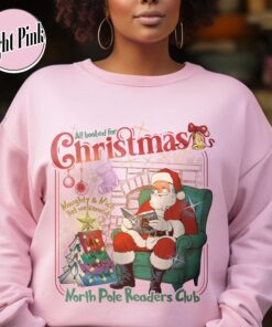 vintage christmas book club sweatshirt featuring north pole theme for book lovers and holiday enthusiasts qafk5