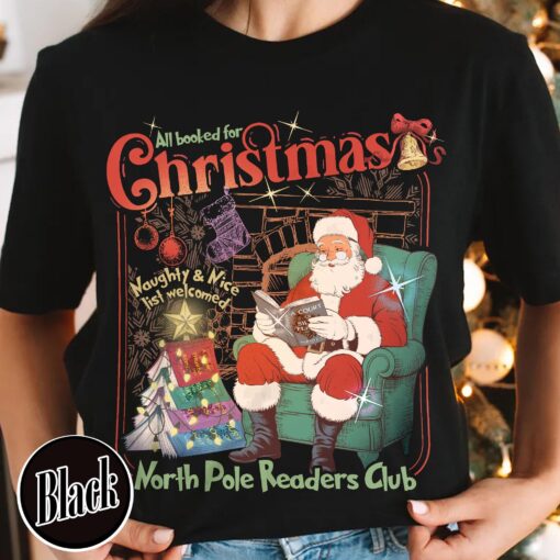 vintage christmas book club sweatshirt featuring north pole theme for book lovers and holiday enthusiasts