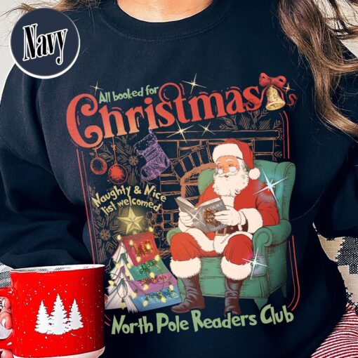 vintage christmas book club sweatshirt featuring north pole theme for book lovers and holiday enthusiasts yf59u