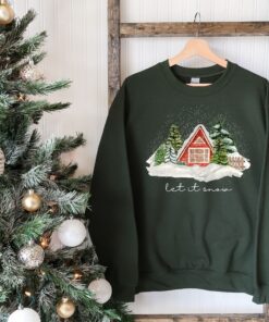 vintage christmas cabin sweatshirt with let it snow design for winter comfort and holiday style rstup scaled