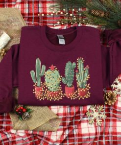 vintage christmas cactus t shirt for plant lovers featuring cowboy design and southern style holiday theme tpofz scaled