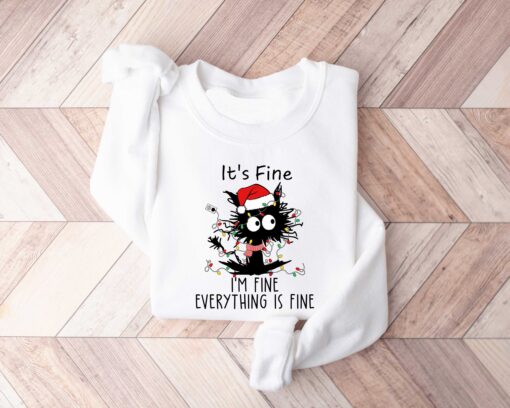 vintage christmas cat shirt funny black cat sweatshirt for cat lovers meowy christmas design with it is fine slogan 1jgl6 scaled