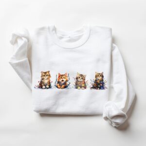 vintage christmas cat sweatshirt for cat lovers featuring meowy christmas design comfortable crewneck style deors