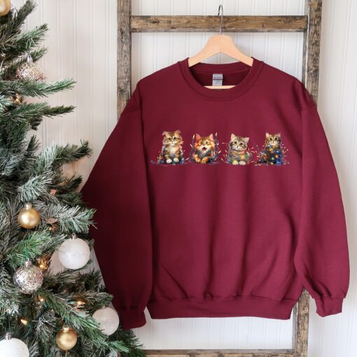 vintage christmas cat sweatshirt for cat lovers featuring meowy christmas design comfortable crewneck style hakvr scaled