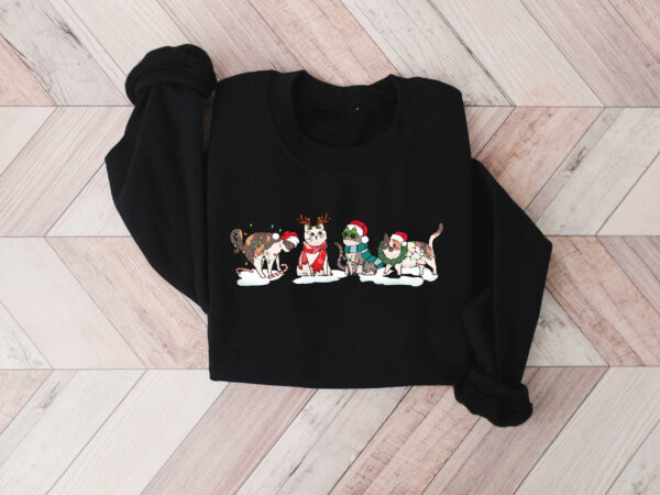 vintage christmas cat sweatshirt for cat lovers featuring various cat breeds and kittens ideal for holiday celebrations bdvre scaled